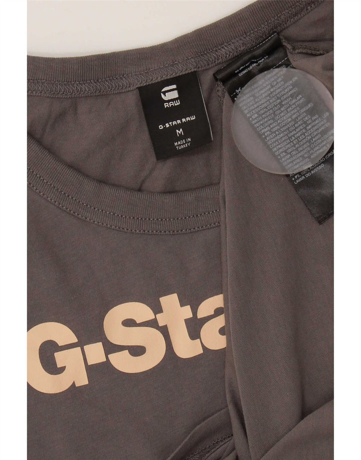 Camiseta feminina G-Star com estampa gráfica UK 12 algodão cinza médio