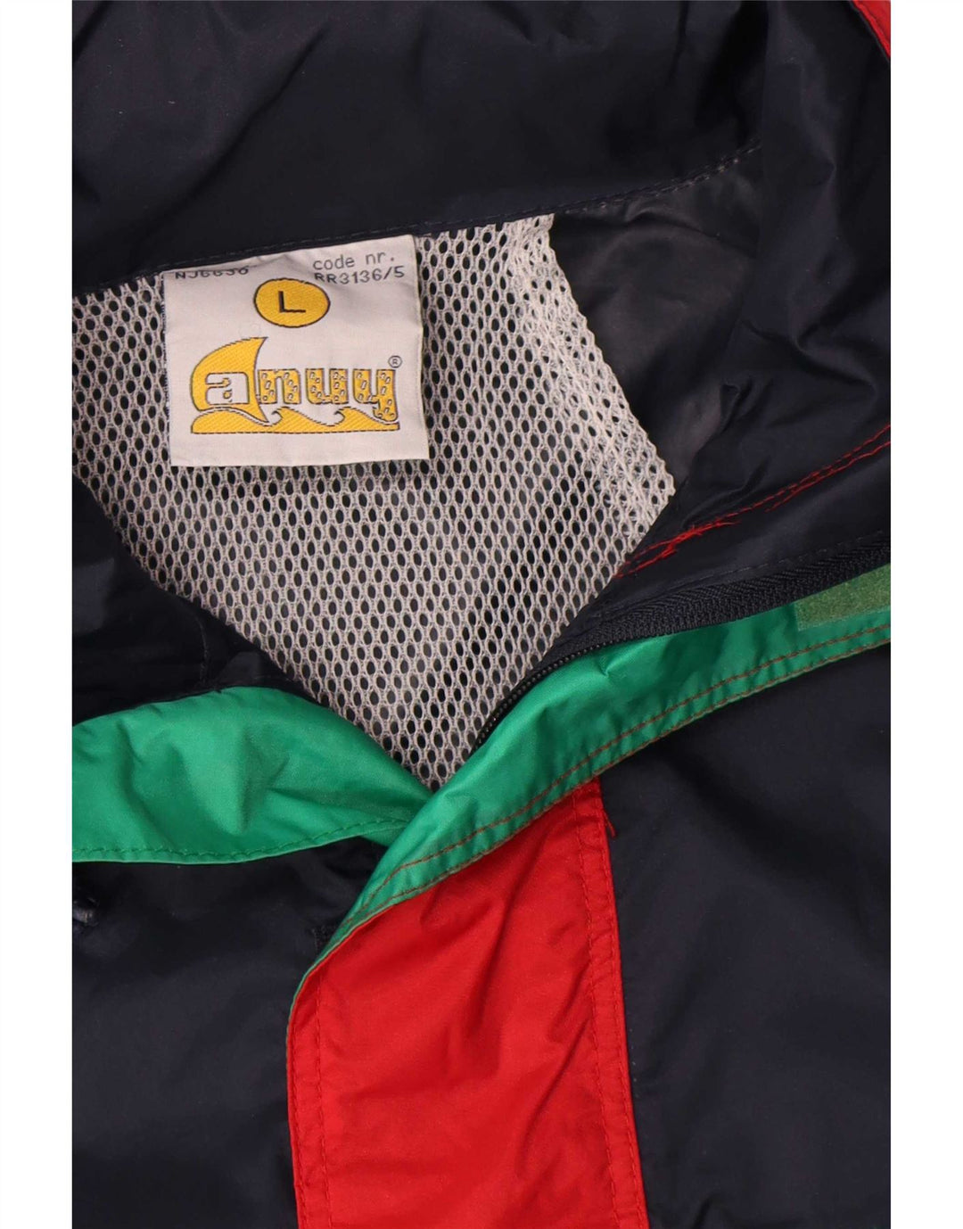 Jaqueta de chuva masculina Anuy Reino Unido 40 grande bloco colorido azul marinho nylon