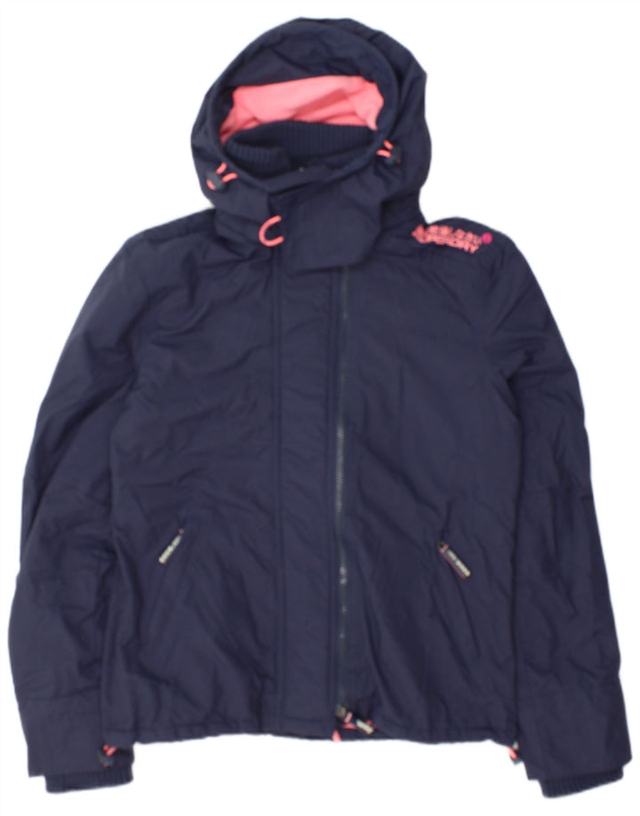 Jaqueta corta-vento gráfica feminina Superdry Reino Unido 14 médio azul marinho