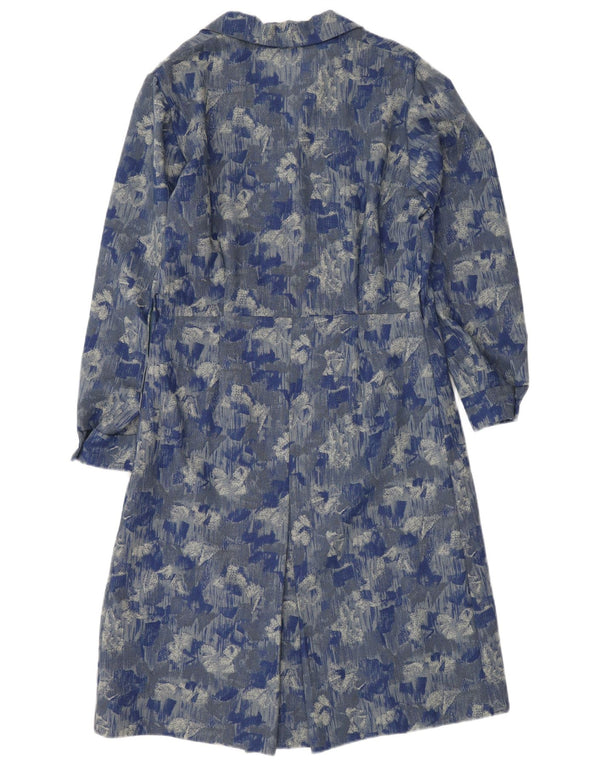 Vestido maxi feminino vintage manga comprida UK 6 XS azul floral