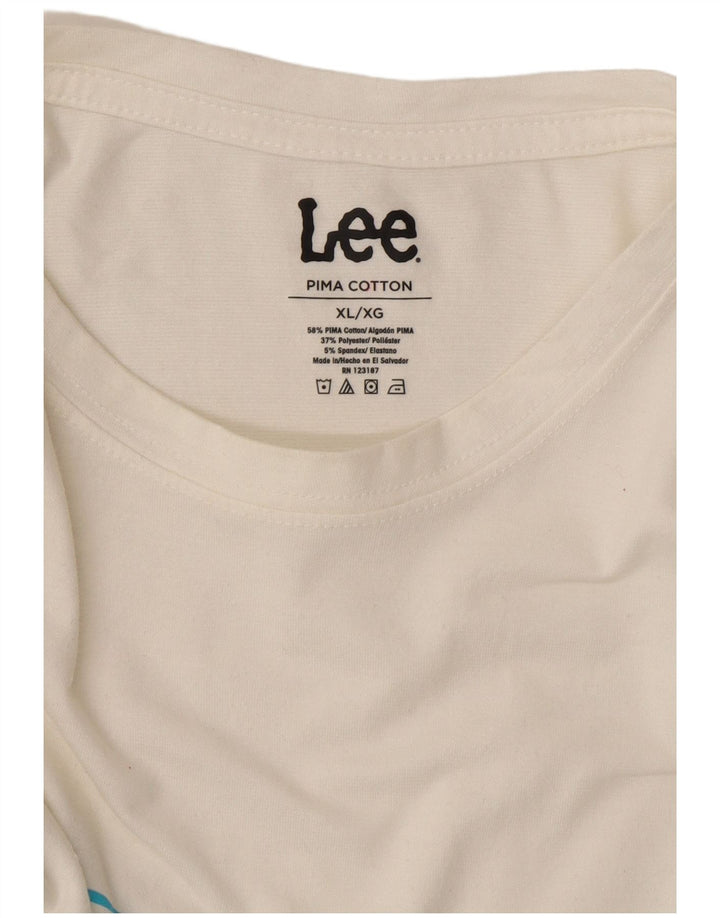 Camiseta masculina LEE Top XL algodão listrado branco