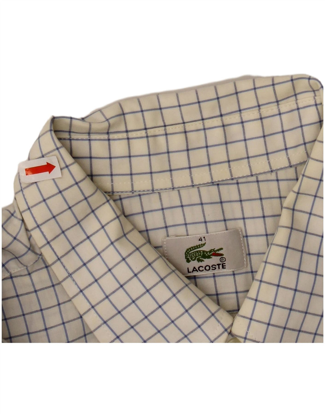Camisa masculina LACOSTE tamanho 41 grande algodão xadrez branco