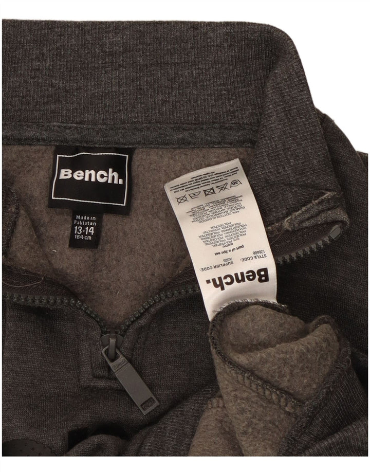 BENCH Boys Zip Neck Graphic Sweatshirt Jumper 13-14 Years Grey Polyester