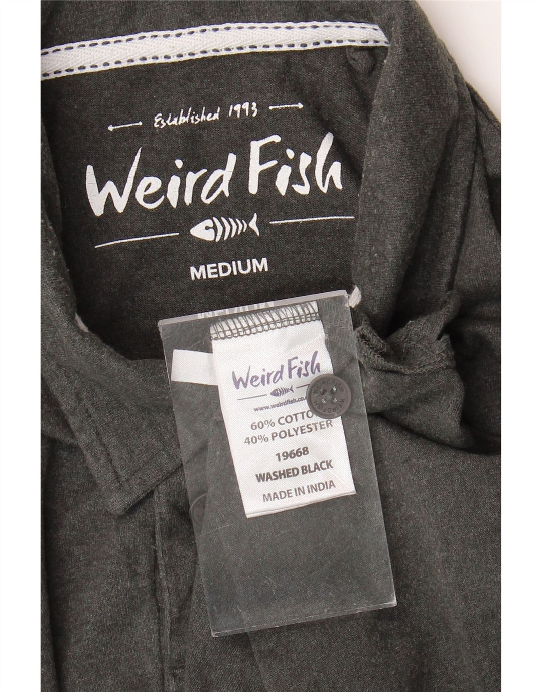 Camisa polo masculina WEIRD FISH algodão cinza médio