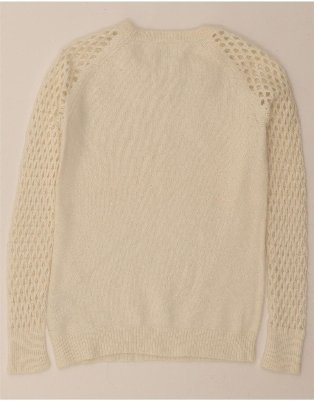 GUESS Womens Crew Neck Jumper Sweater UK 4 XS Off White Cotton Vintage Guess and Second-Hand Guess from Messina Hembry 