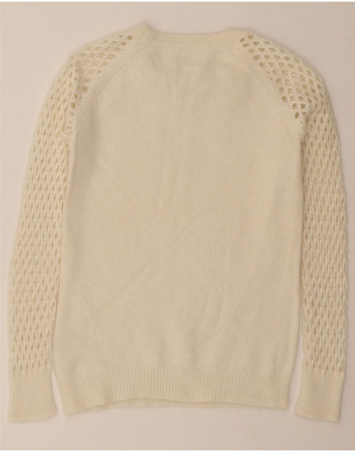 GUESS Womens Crew Neck Jumper Sweater UK 4 XS Off White Cotton Vintage Guess and Second-Hand Guess from Messina Hembry 
