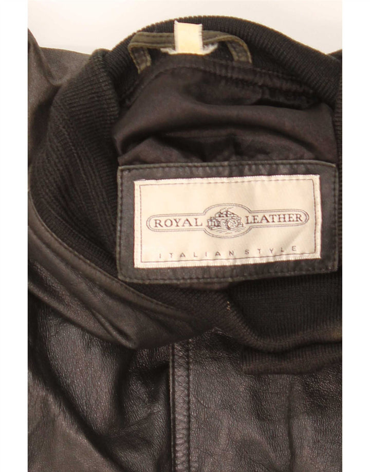 Jaqueta de couro bomber masculina vintage IT 46 couro preto pequeno