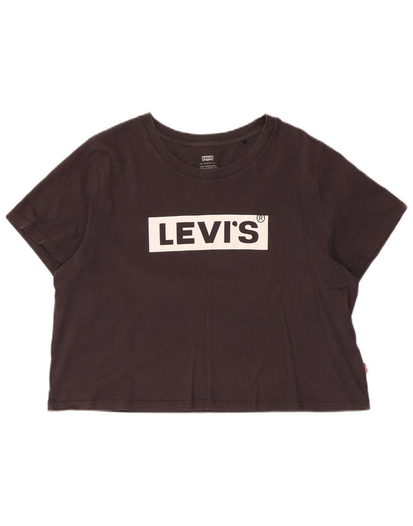 Camiseta feminina Levi's Crop Graphic UK 14 grande algodão preto