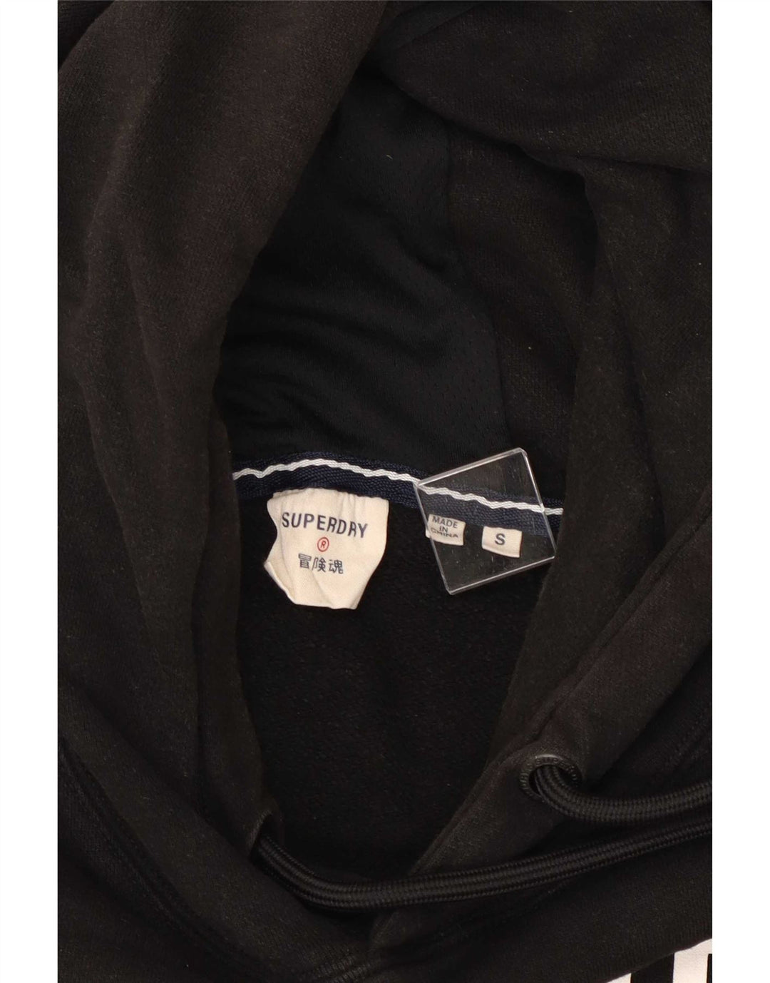 Suéter com capuz gráfico masculino Superdry pequeno preto