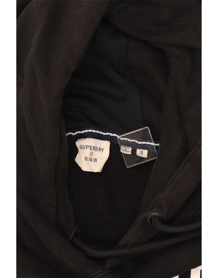 Suéter com capuz gráfico masculino Superdry pequeno preto