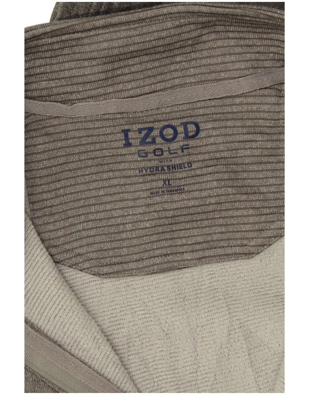 Suéter masculino Izod Golf com zíper e gola XL listrado cinza