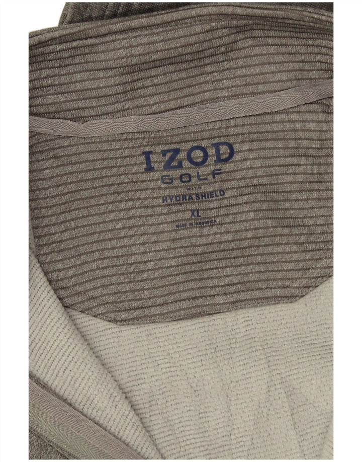 Suéter masculino Izod Golf com zíper e gola XL listrado cinza