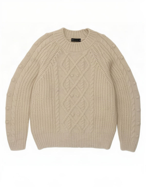 Suéter feminino Marks & Spencer com gola redonda UK 10 pequeno off white