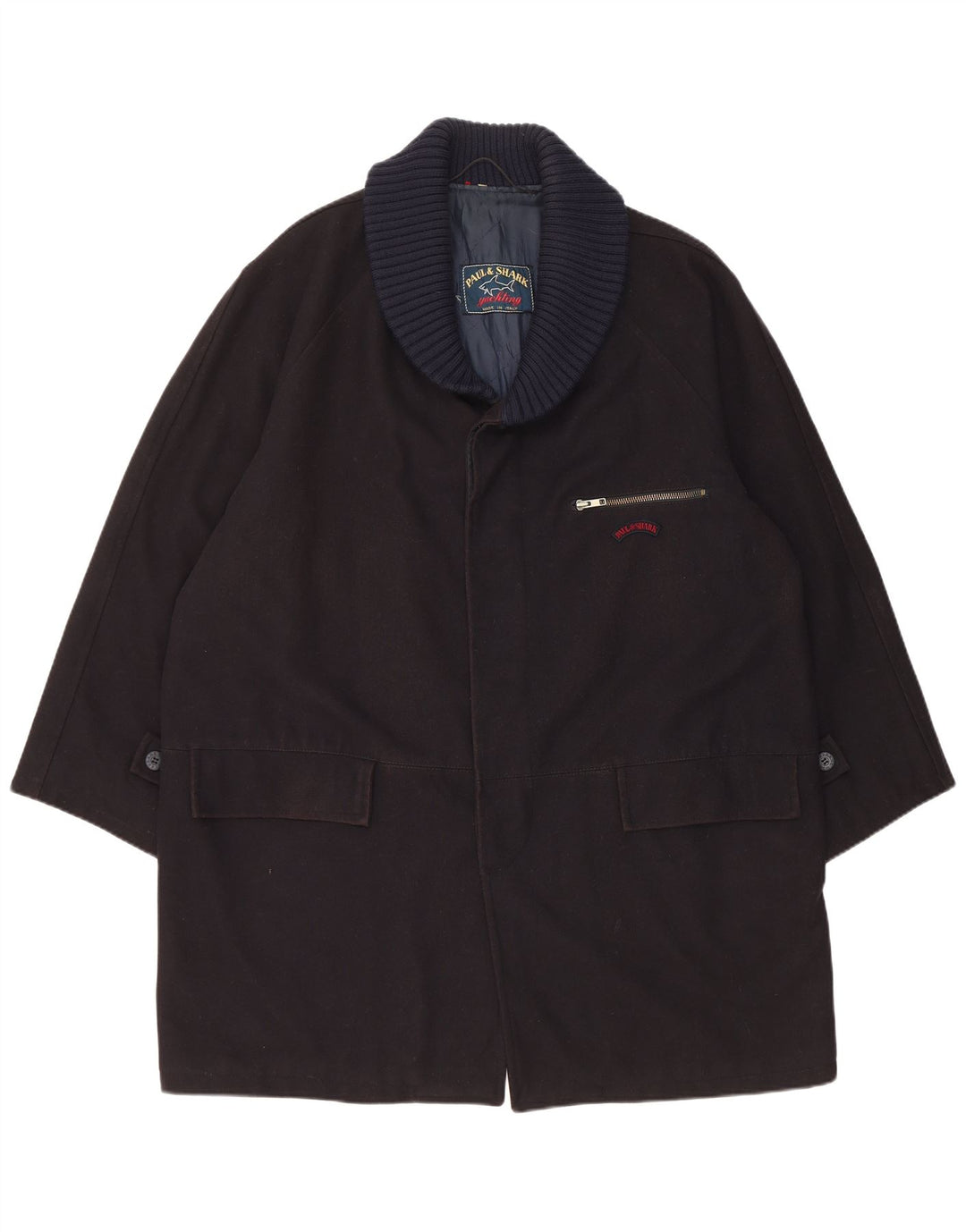 Sobretudo masculino Paul & Shark UK 42 XL lã azul marinho