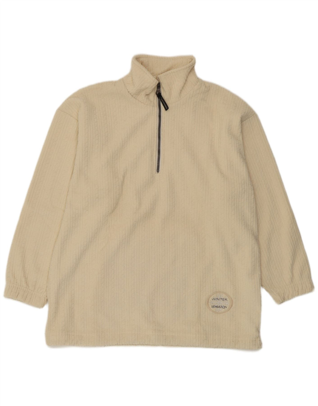 Suéter de lã masculino F.LLI Campagnolo com zíper e gola grande em poliéster branco