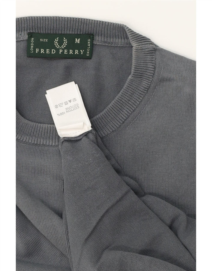 FRED PERRY Suéter masculino com gola redonda e algodão cinza médio