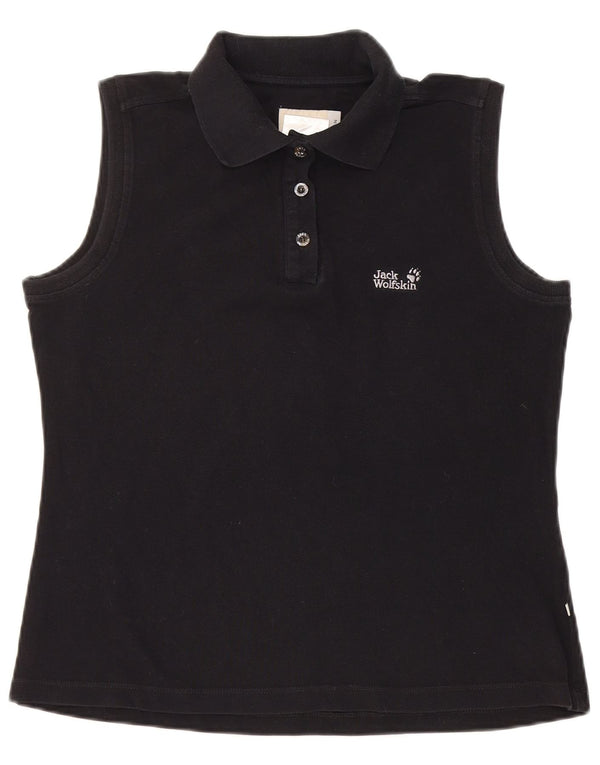 Camisa polo feminina sem mangas Jack Wolfskin UK 18 XL algodão preto