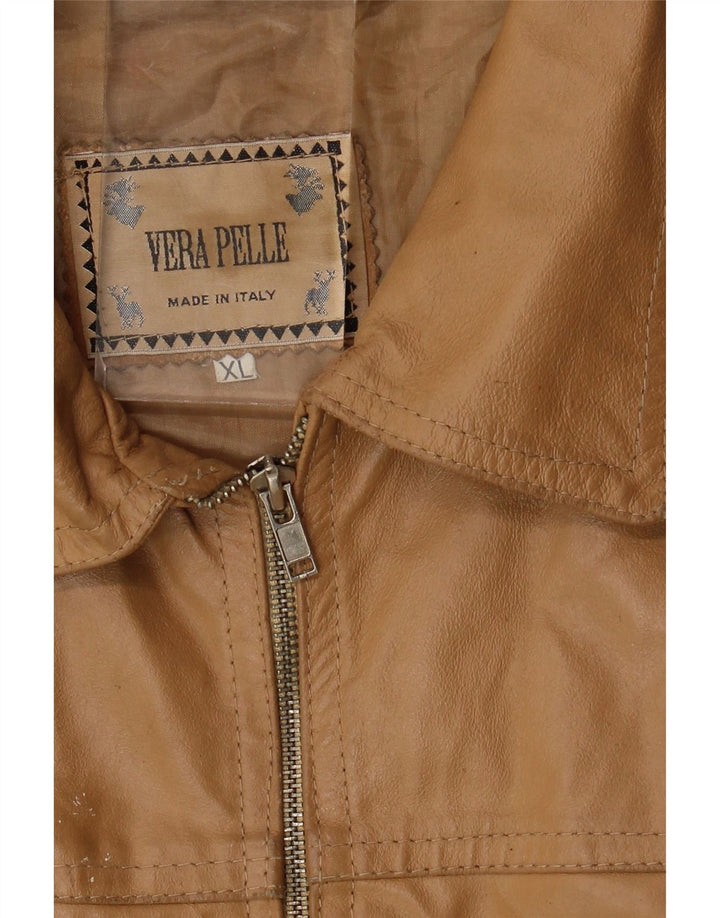 Jaqueta de couro feminina vintage UK 18 XL couro bege