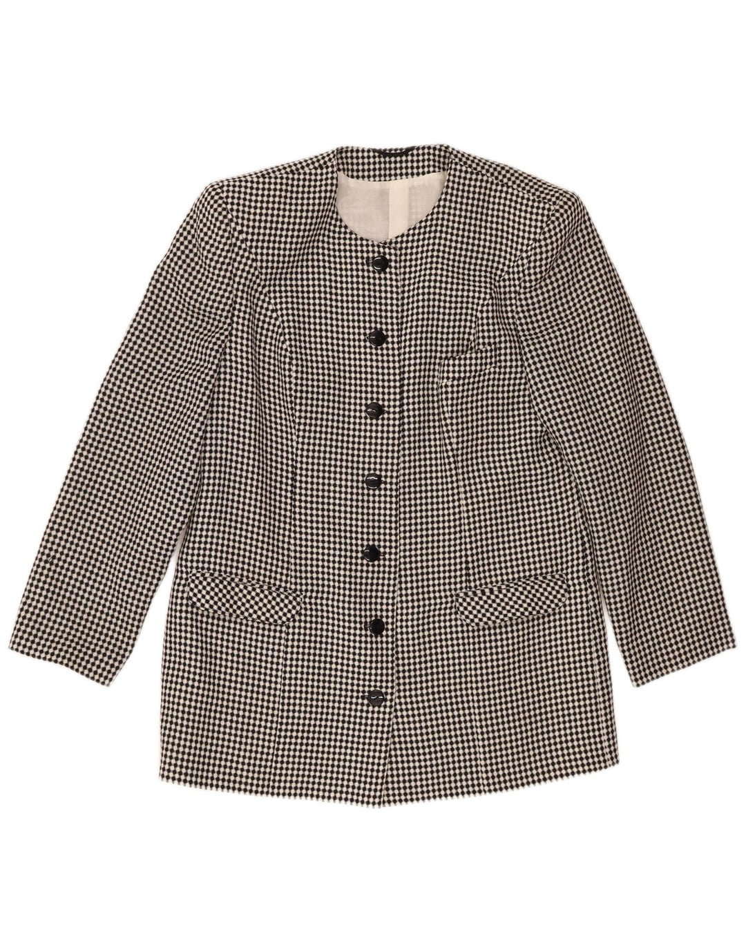 Jaqueta Blazer Feminina Vintage com 7 Botões IT 44 Poliéster Manchado Preto Médio