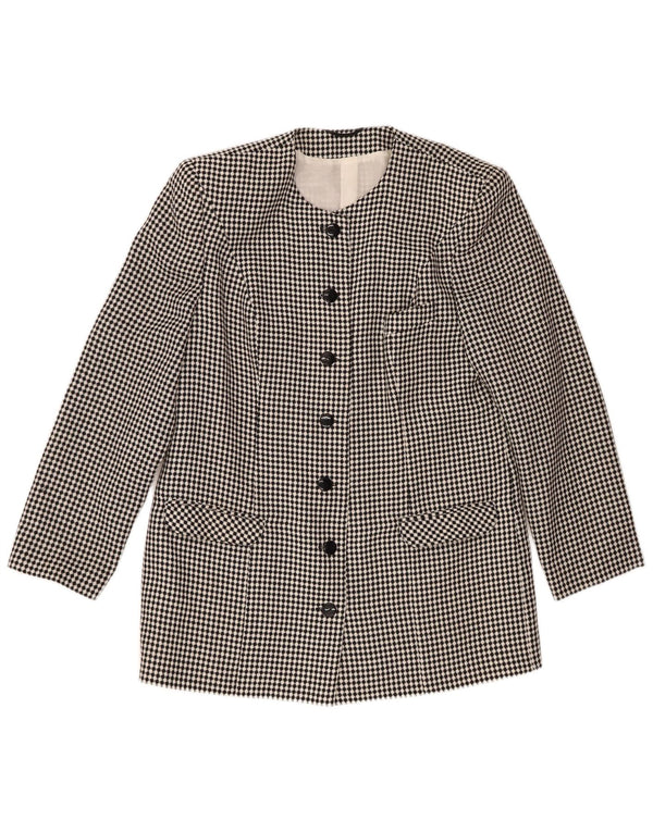 Jaqueta Blazer Feminina Vintage com 7 Botões IT 44 Poliéster Manchado Preto Médio
