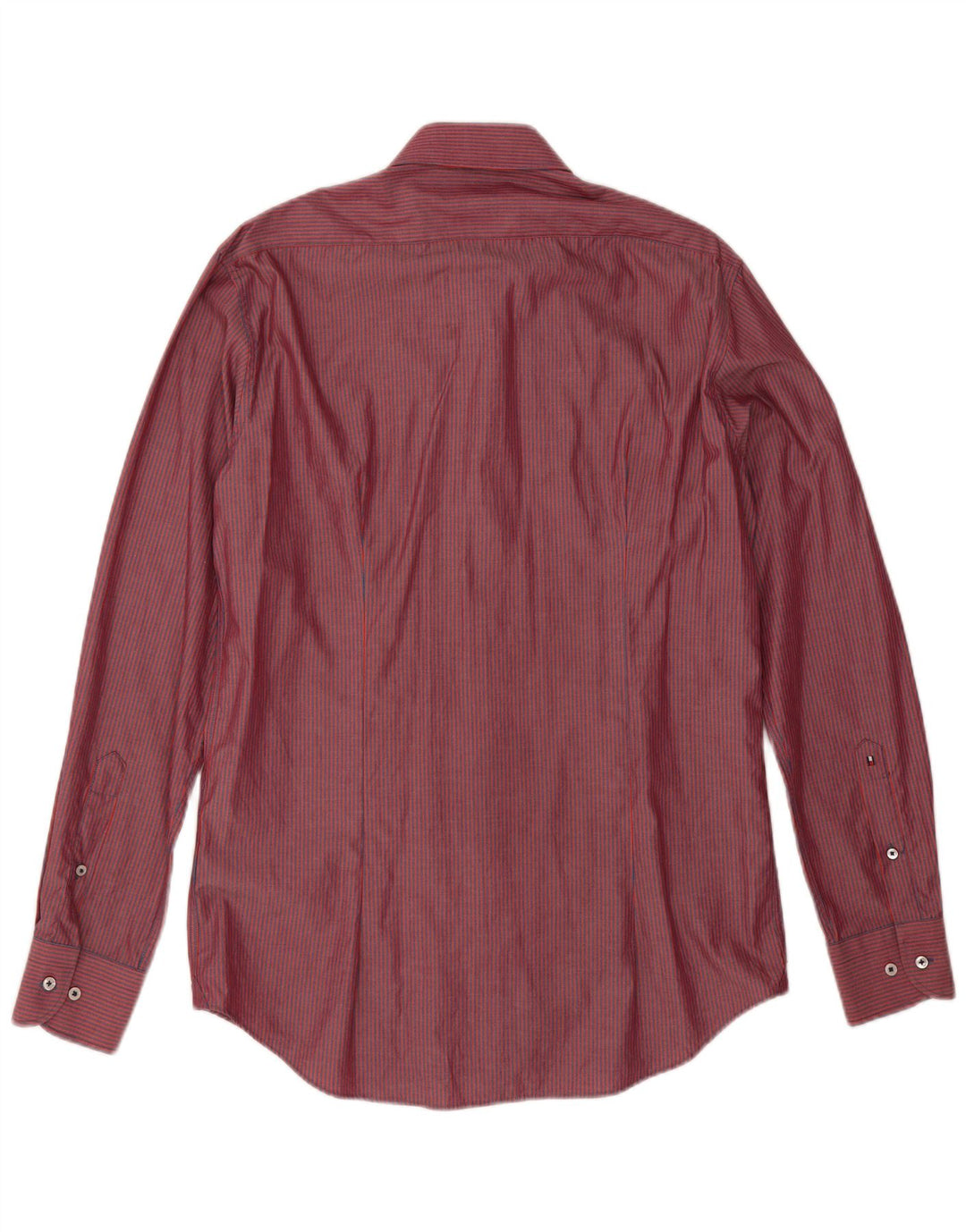 Camisa masculina sob medida Tommy Hilfiger tamanho 40 15 3/4 risca de giz vermelha média