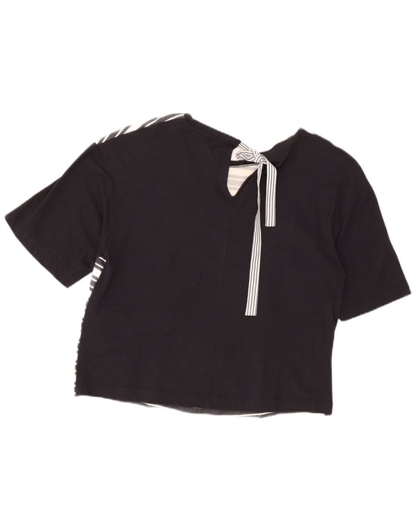 Max&Co. Camiseta feminina com estampa gráfica UK 16 grande algodão listrado preto