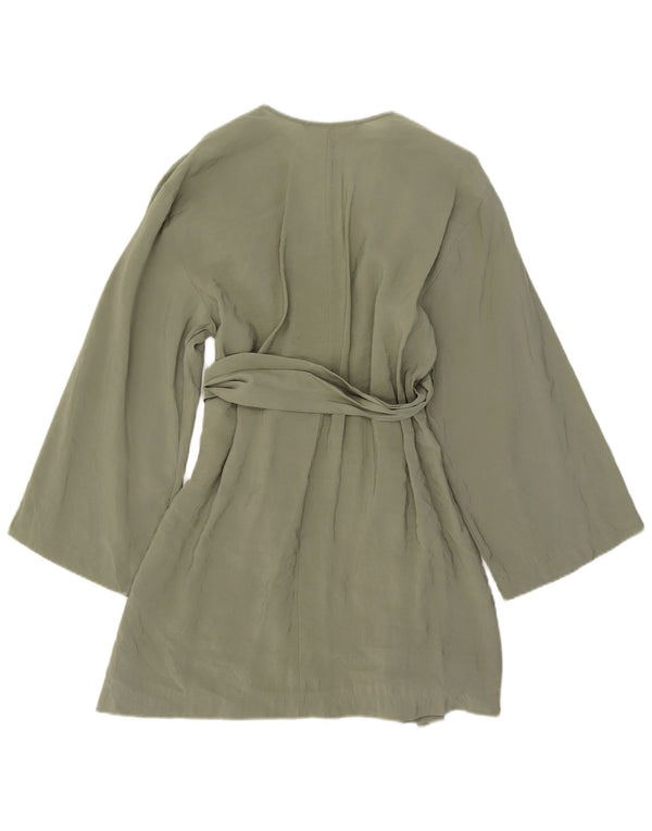 Vestido feminino Zara UK 10 pequeno modal cáqui