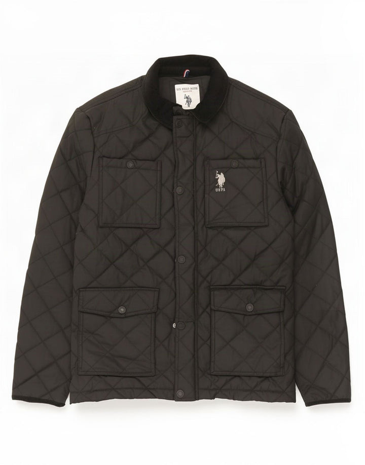 US Polo Assn. Jaqueta acolchoada masculina UK 38 algodão preto médio