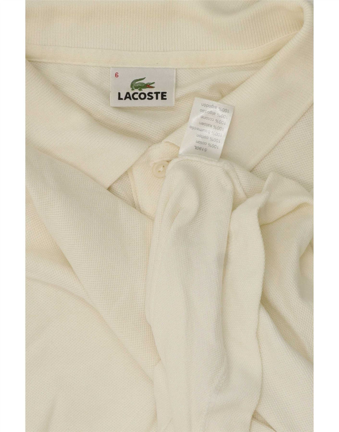 Camisa polo masculina Lacoste tamanho 6 XL algodão branco