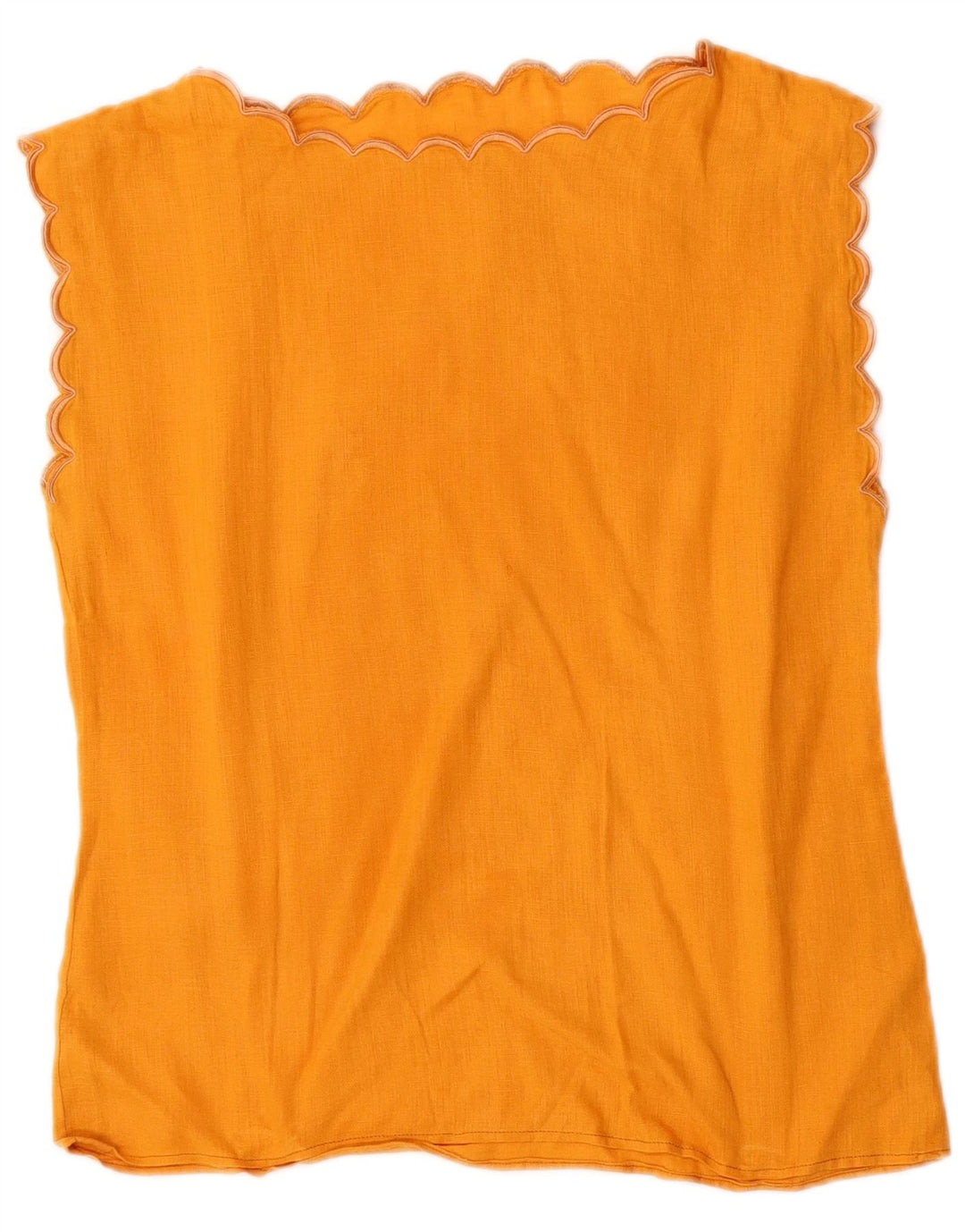Blusa feminina vintage sem mangas UK 12 médio laranja