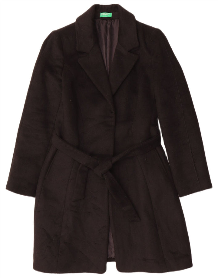 Sobretudo feminino Benetton UK 12 poliéster preto médio
