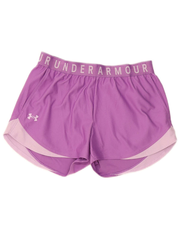 Shorts esportivos gráficos femininos Under Armour UK 10 pequeno bloco colorido roxo