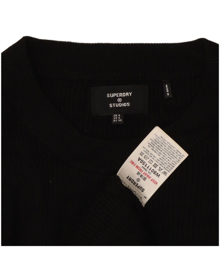 Vestido maxi jumper feminino SUPERDRY UK 8 pequeno preto viscose