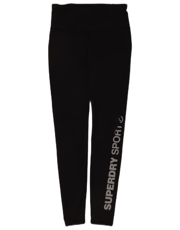 Superdry Womens Graphic Leggings UK 10 Pequeno Poliéster Preto