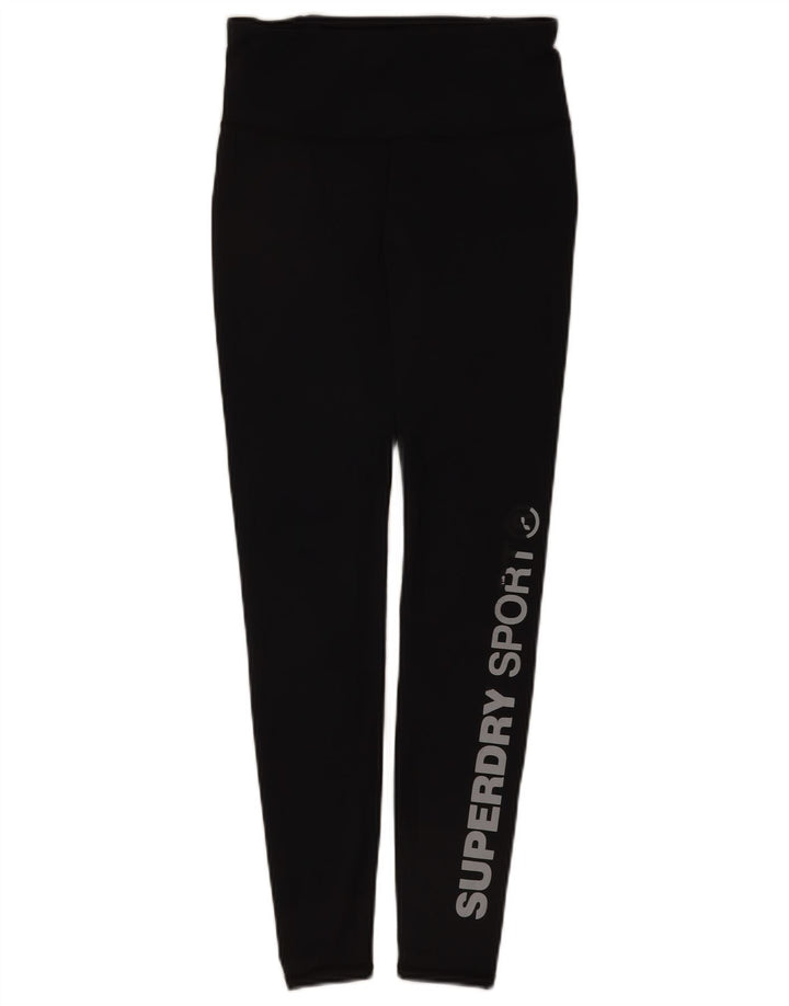 Superdry Womens Graphic Leggings UK 10 Pequeno Poliéster Preto