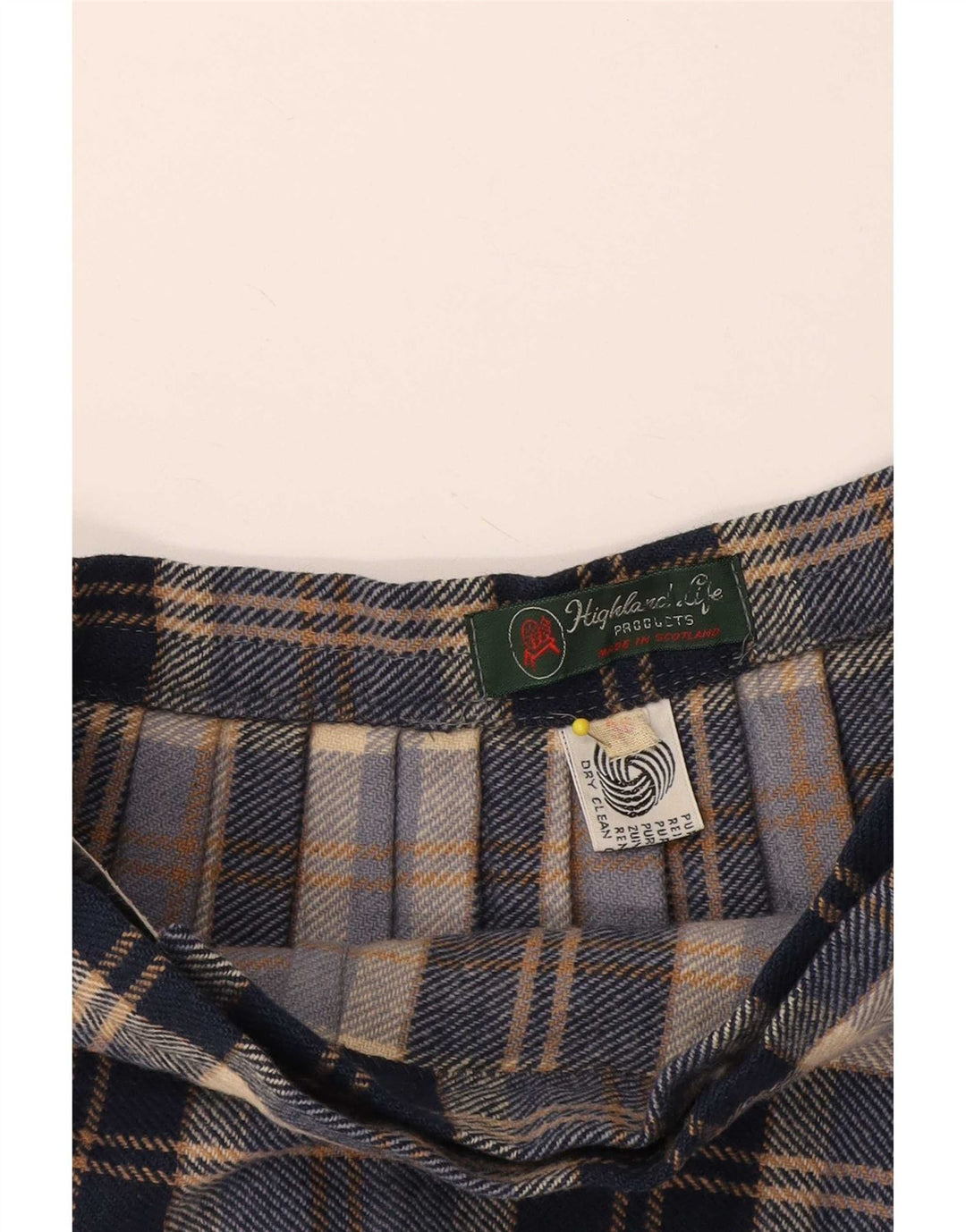 Saia feminina Highland EU 38 médio W28 lã xadrez azul marinho