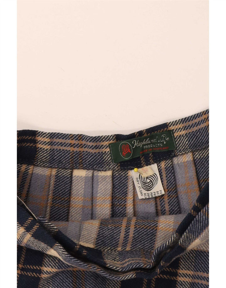 Saia feminina Highland EU 38 médio W28 lã xadrez azul marinho