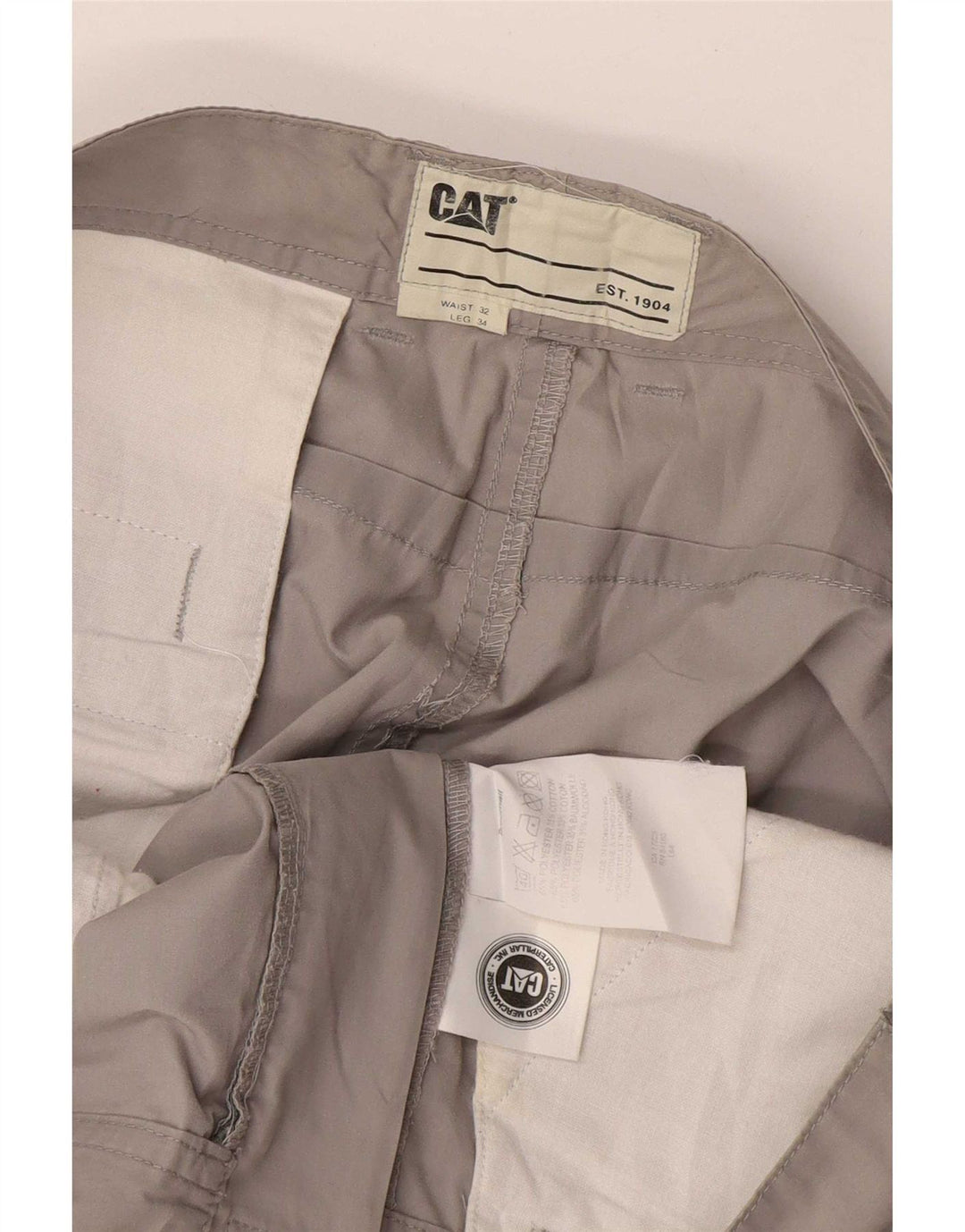 Calça Chino reta masculina CAT W32 L34 poliéster cinza