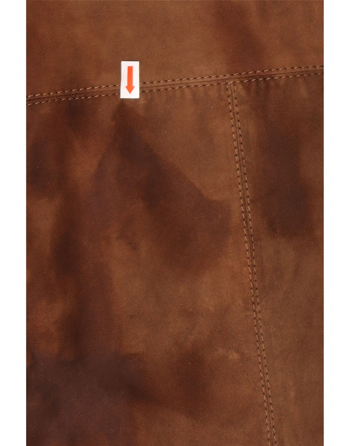 Sobretudo feminino de camurça vintage STRONG & FISHER LTD UK 18 XL marrom clássico