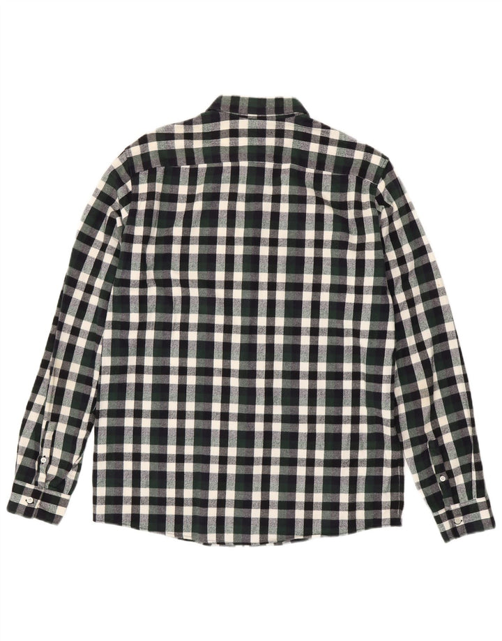 Camisa masculina de flanela Cos algodão xadrez verde médio