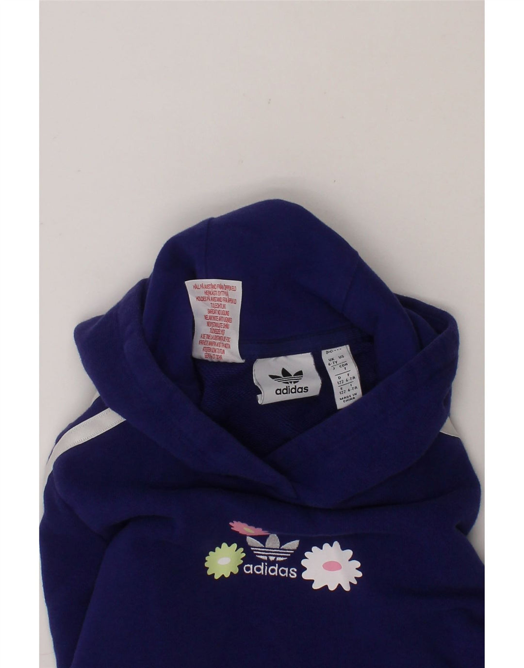 ADIDAS Girls Hoodie Jumper 6-7 Years Purple Cotton Vintage Adidas and Second-Hand Adidas from Messina Hembry 