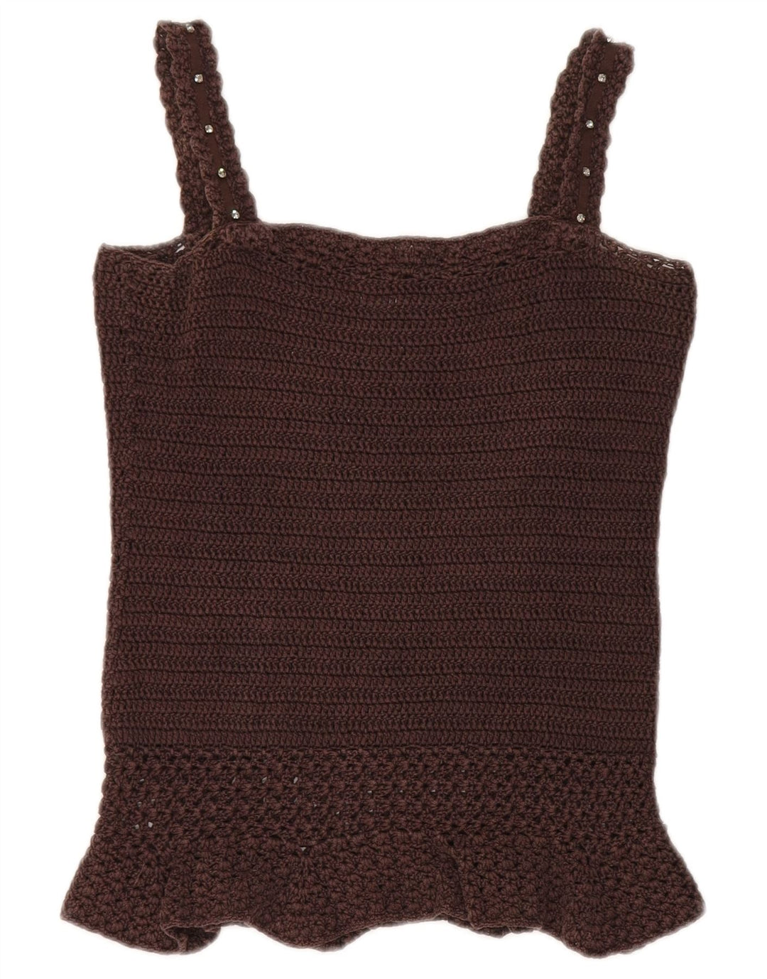 Top feminino de crochê e crochê Max & Co. Reino Unido 12 marrom médio