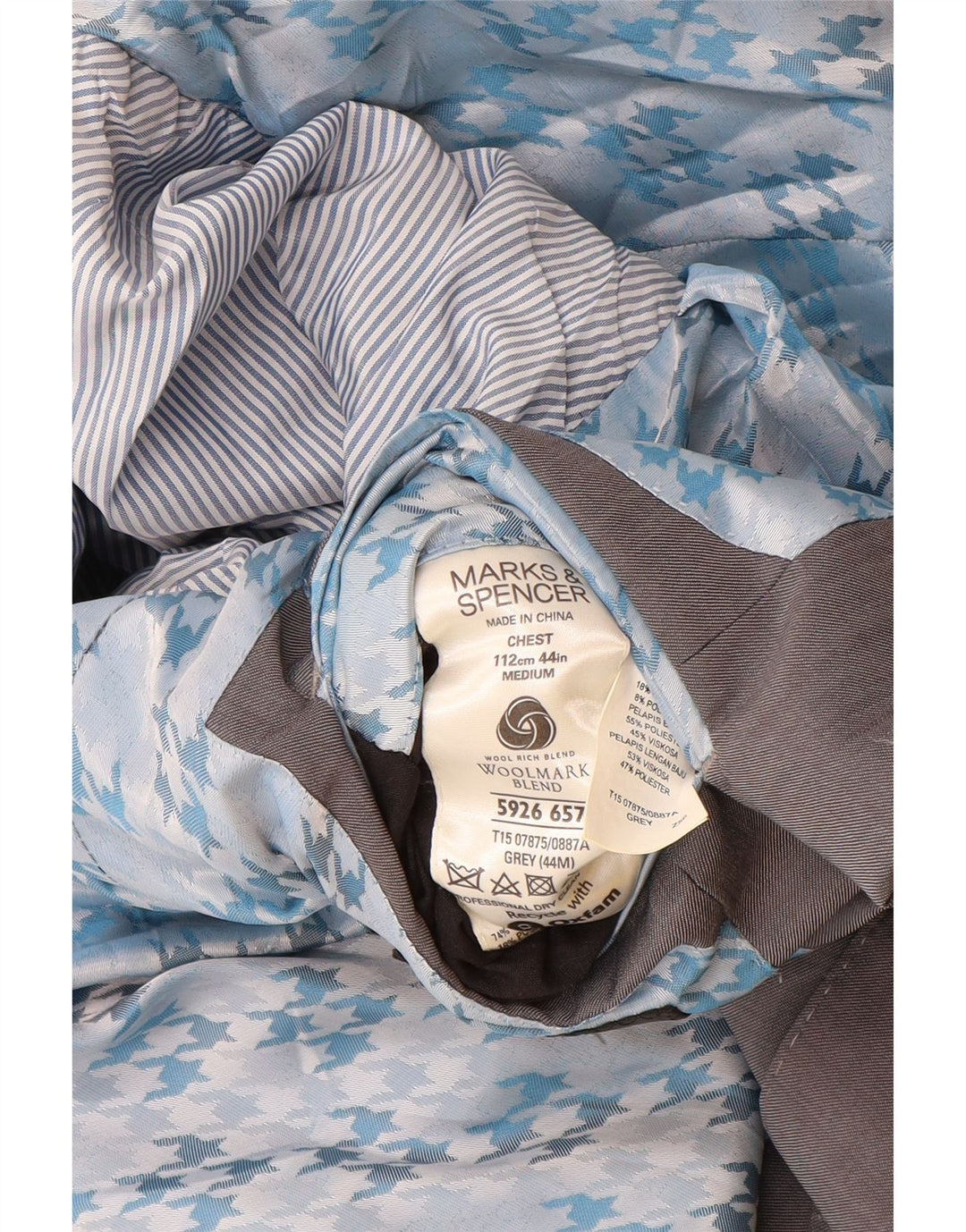 Jaqueta blazer masculina de 2 botões Marks & Spencer Reino Unido 38 lã cinza médio