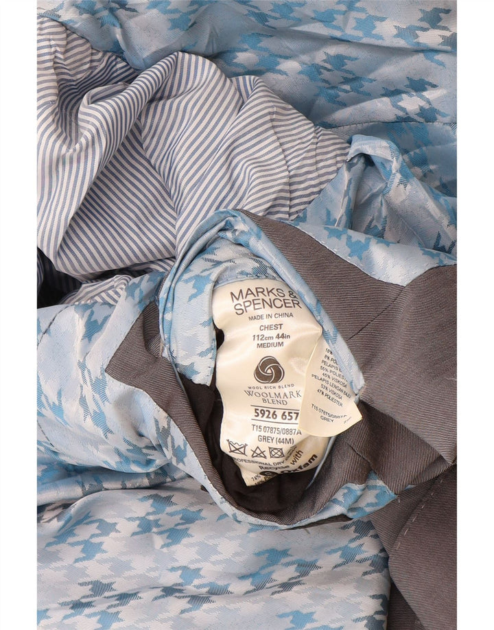 Jaqueta blazer masculina de 2 botões Marks & Spencer Reino Unido 38 lã cinza médio