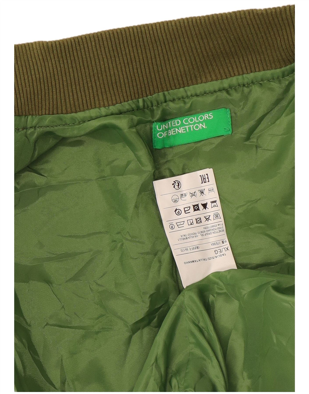 Jaqueta bomber masculina BENETTON 13-14 anos XL verde poliéster