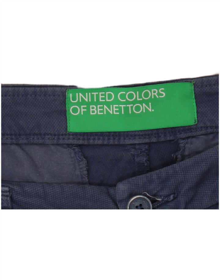Calças recortadas retas femininas Benetton W33 L25 azul