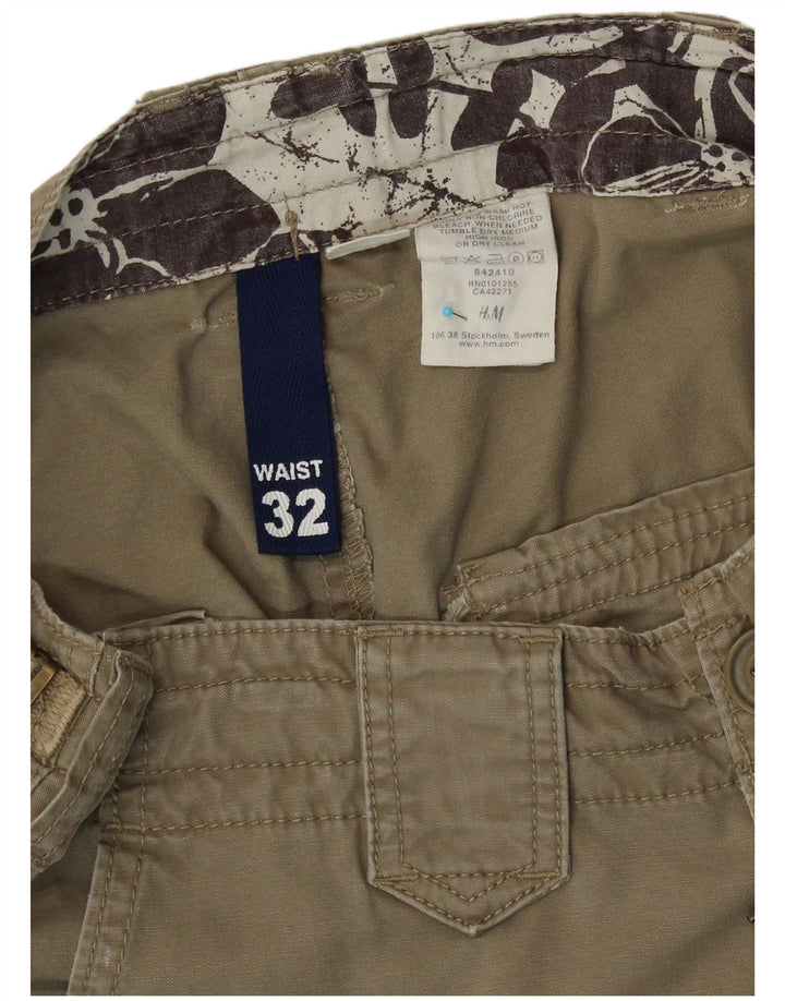 H&M Mens Cargo Shorts W32 Médio Caqui