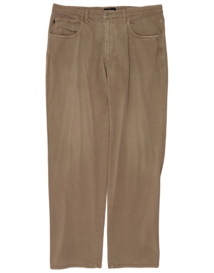 Trussardi Calça masculina reta casual W38 L32 algodão bege