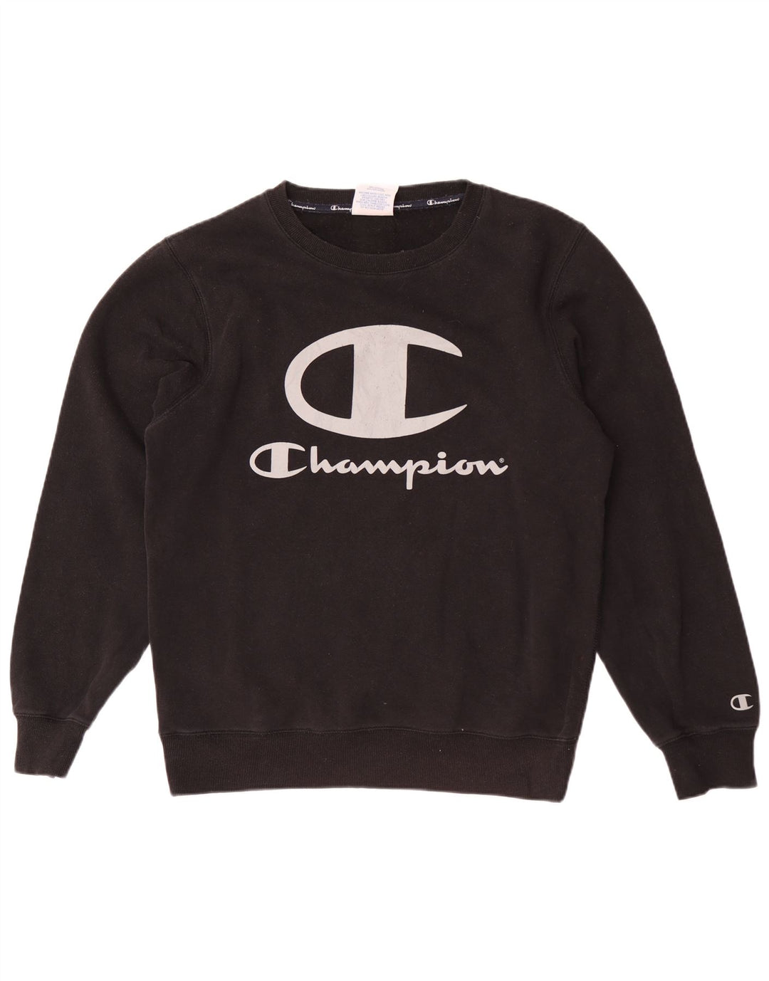 Champion masculino gráfico moletom jumper médio algodão preto