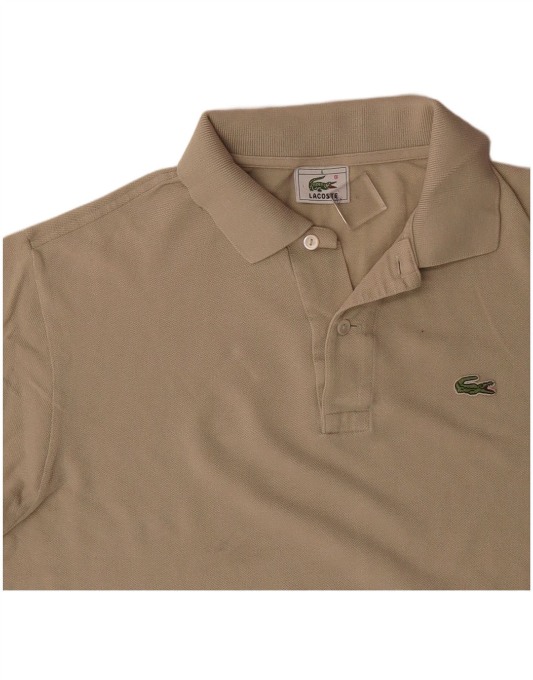 Camisa polo masculina LACOSTE tamanho 5 grande algodão bege